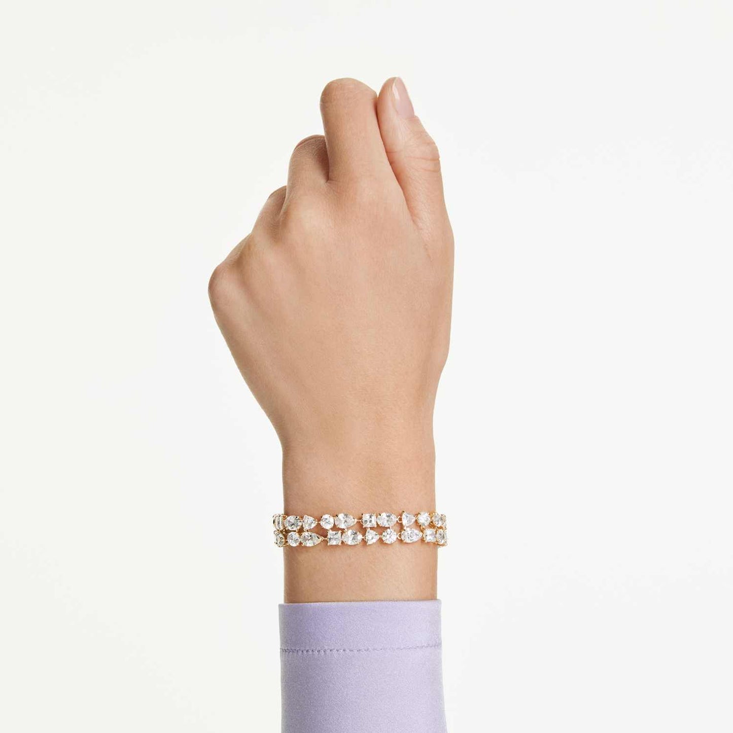 Bracciale doppio Mesmera, Bianco, Placcato oro - foto 7