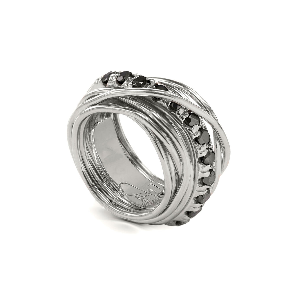 Anello Rubinia Filodellavita Carato - 13 Fili in Argento 925 con Diamanti Neri 1,00ct