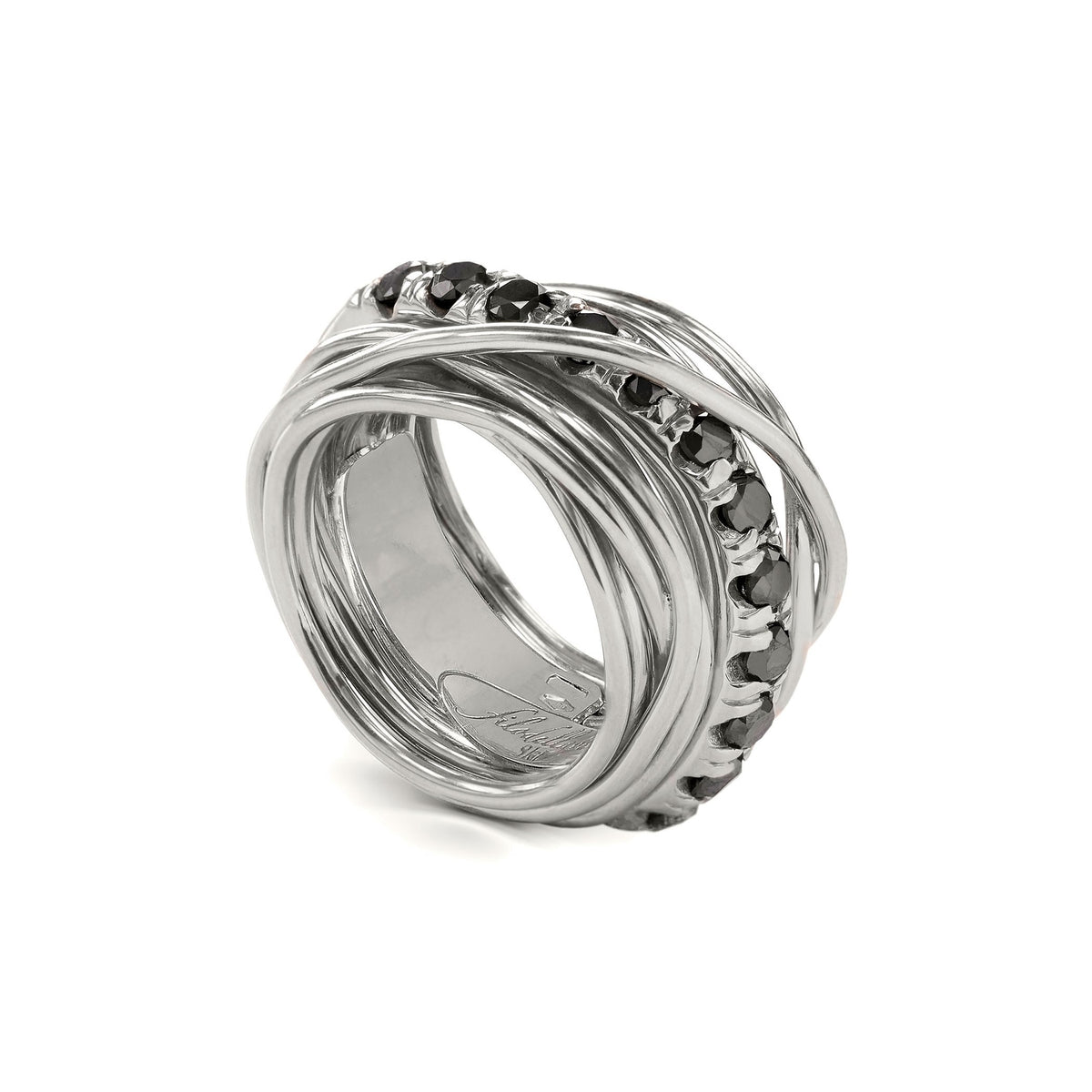 Anello Rubinia Filodellavita Carato - 13 Fili in Argento 925 con Diamanti Neri 1,00ct