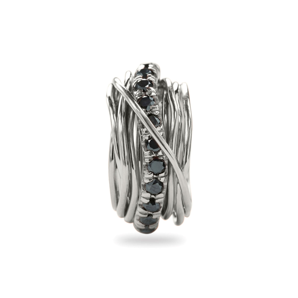 Anello Rubinia Filodellavita Carato - 13 Fili in Argento 925 con Diamanti Neri 1,00ct
