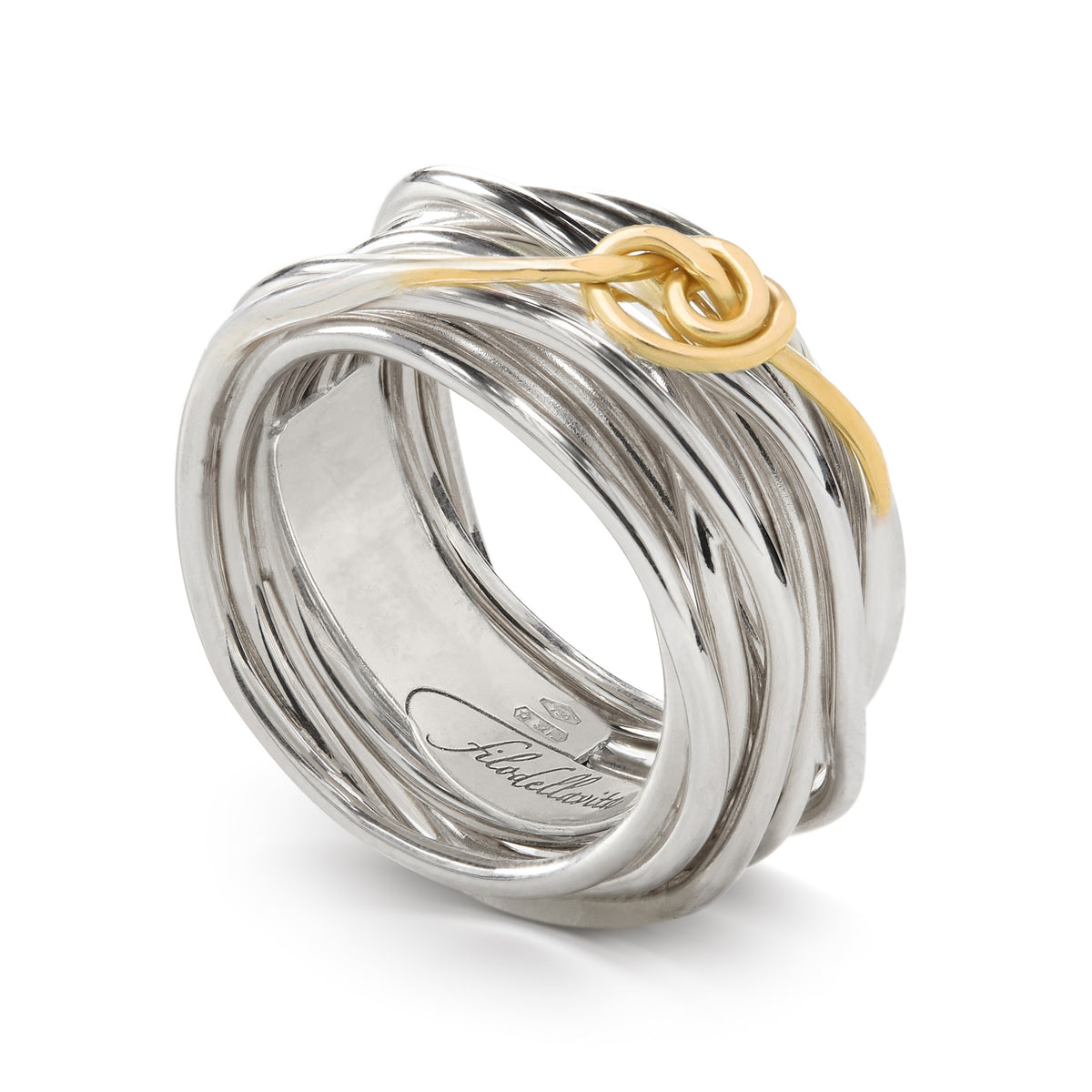 Anello Rubinia Filodellavita Classic - 13 Fili in Argento 925 con Nodino in Oro Giallo 9kt