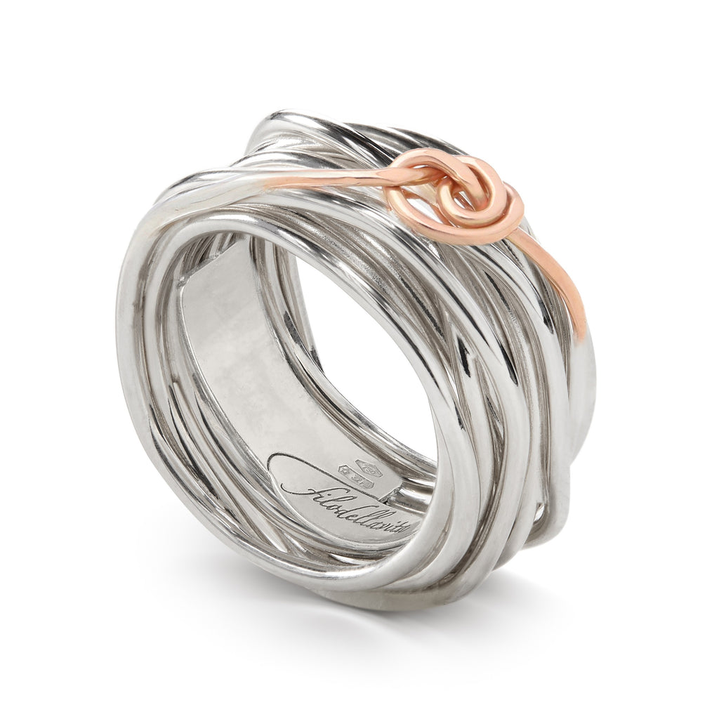 Anello Rubinia Filodellavita Classic - 13 Fili in Argento 925 con Nodino in Oro Rosa 9kt