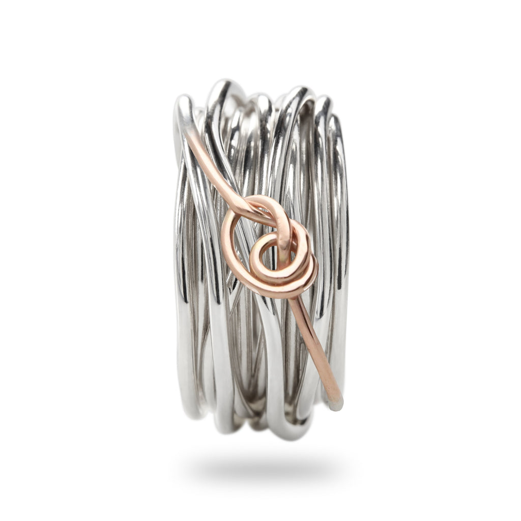 Anello Rubinia Filodellavita Classic - 13 Fili in Argento 925 con Nodino in Oro Rosa 9kt