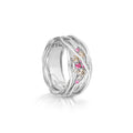 Anello Rubinia Filodellavita Ten - 10 Fili in Oro Bianco 18kt con Diamanti Brown e Rubini