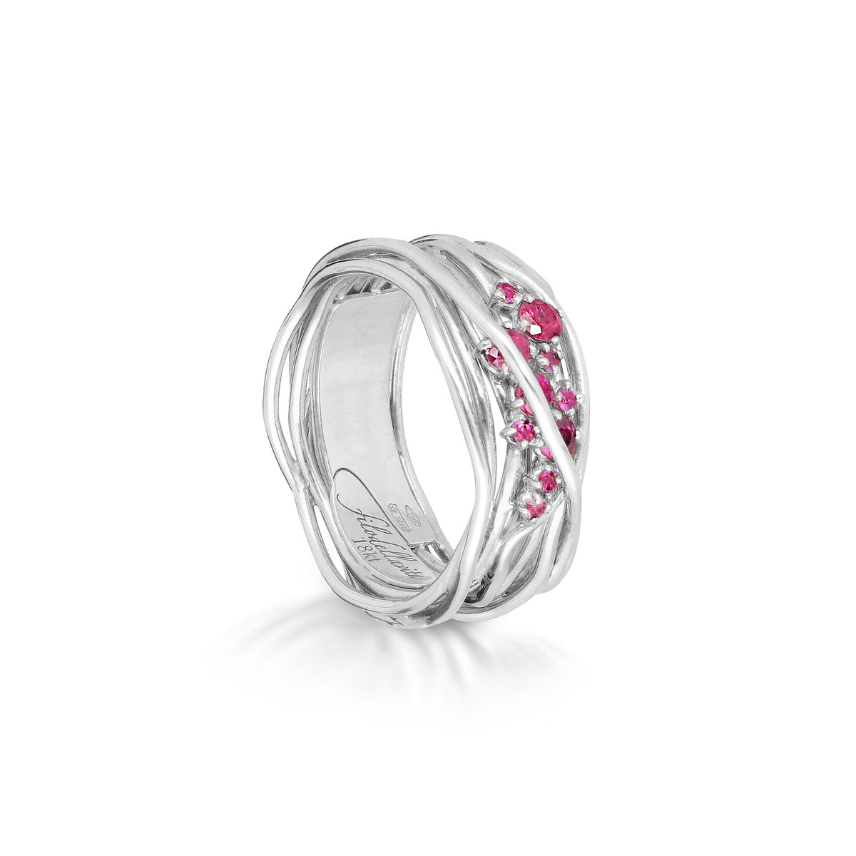 Anello Rubinia Filodellavita Ten - 10 Fili in Oro Bianco 18kt con Rubini 0,40ct