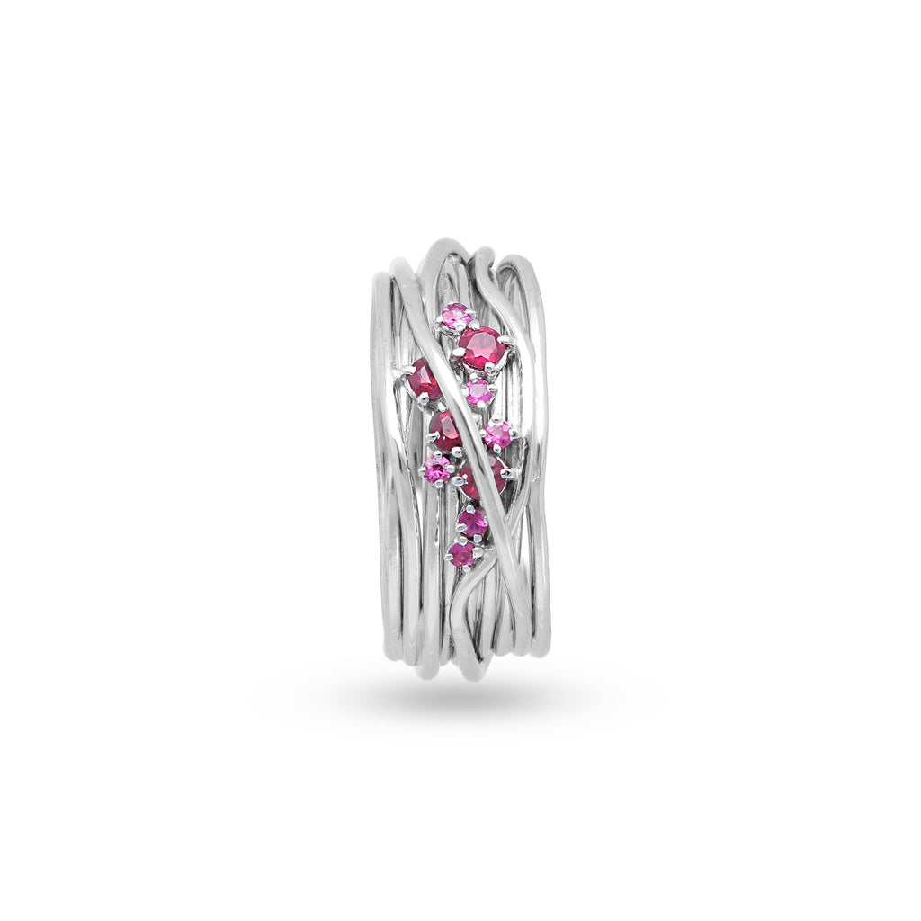 Anello Rubinia Filodellavita Ten - 10 Fili in Oro Bianco 18kt con Rubini 0,40ct