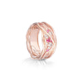 Anello Rubinia Filodellavita Ten - 10 Fili in Oro Rosa 18kt con Diamanti Brown e Rubini