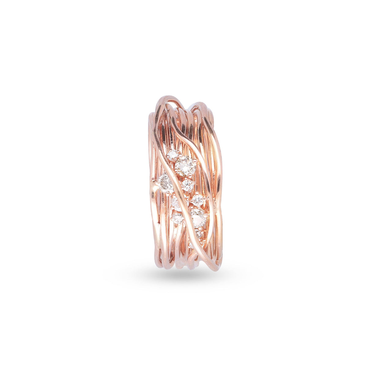Anello Rubinia Filodellavita Ten - 10 Fili in Oro Rosa 18kt e Diamanti Bianchi 0,36ct