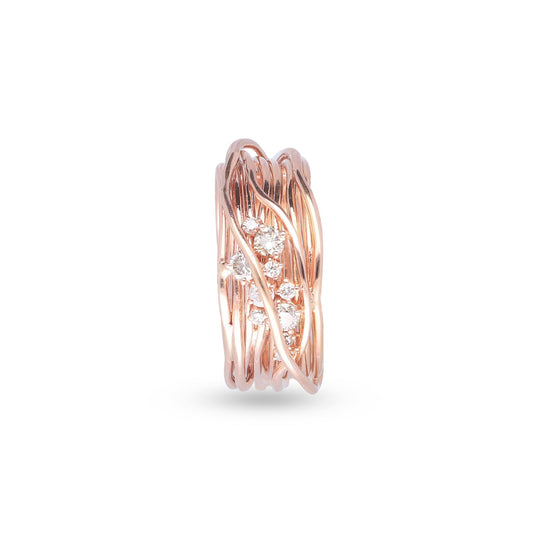 Anello Rubinia Filodellavita Ten - 10 Fili in Oro Rosa 18kt e Diamanti Bianchi 0,36ct