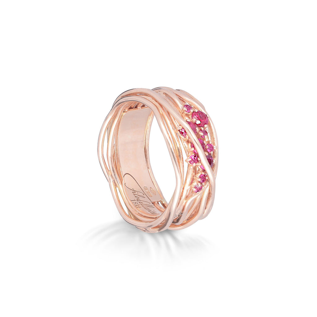 Anello Rubinia Filodellavita Ten - 10 Fili in Oro Rosa 18kt con Rubini 0,40ct