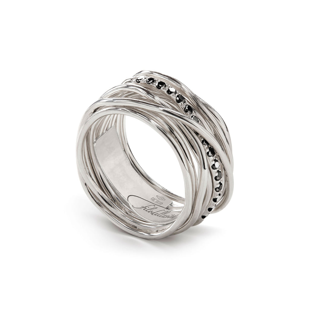 Anello Rubinia Filodellavita Classic - 13 Fili in Argento 925 con Diamanti Neri 0,21ct