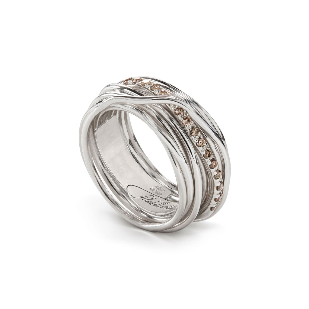 Anello Rubinia Filodellavita Classic - 13 Fili in Argento 925 con Diamanti Brown 0,21ct