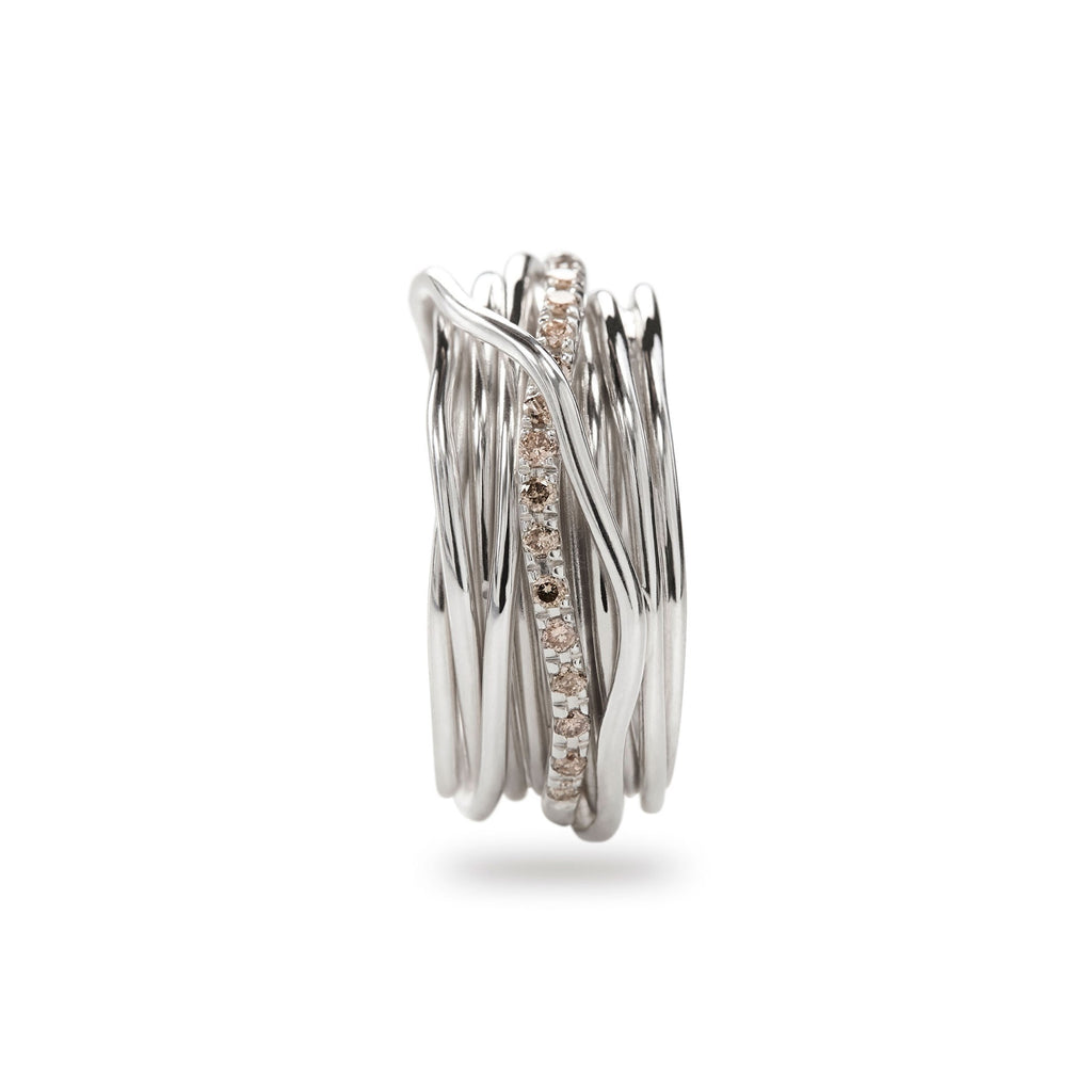 Anello Rubinia Filodellavita Classic - 13 Fili in Argento 925 con Diamanti Brown 0,21ct