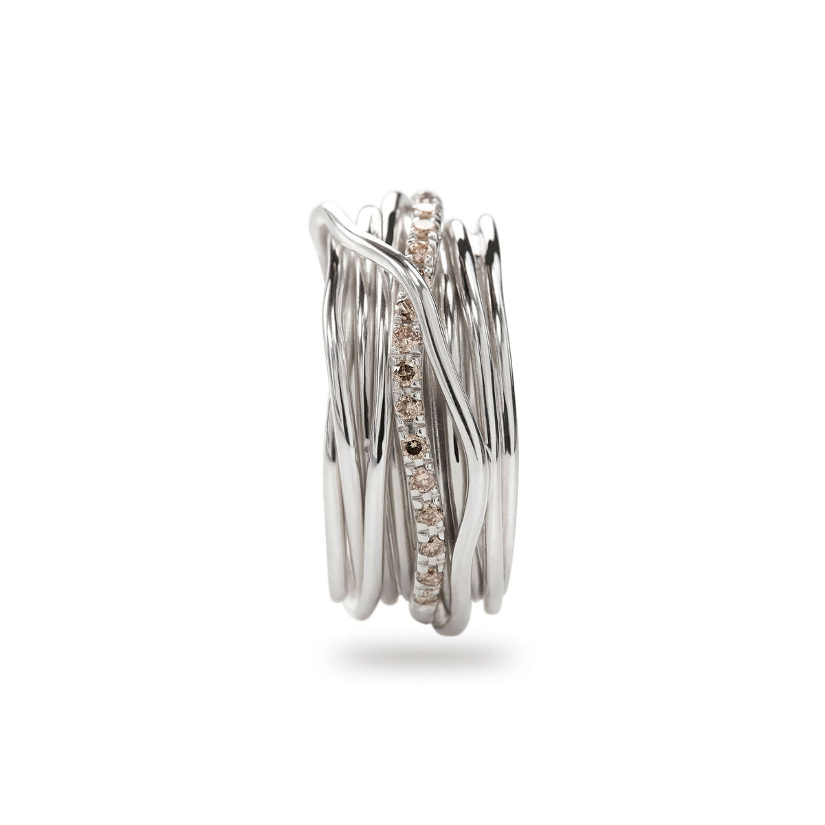 Anello Rubinia Filodellavita Classic - 13 Fili in Argento 925 con Diamanti Brown 0,21ct