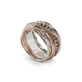 Anello Rubinia Filodellavita Classic - 13 Fili in Argento 925 e Oro Rosa 9kt con Diamanti Neri 0,21ct