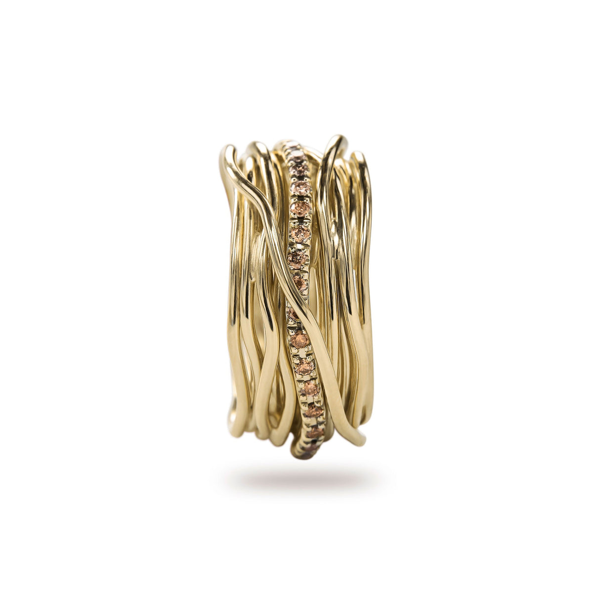 Anello Rubinia Filodellavita Classic - 13 Fili in Oro Giallo 9kt con Diamanti Brown 0,18ct
