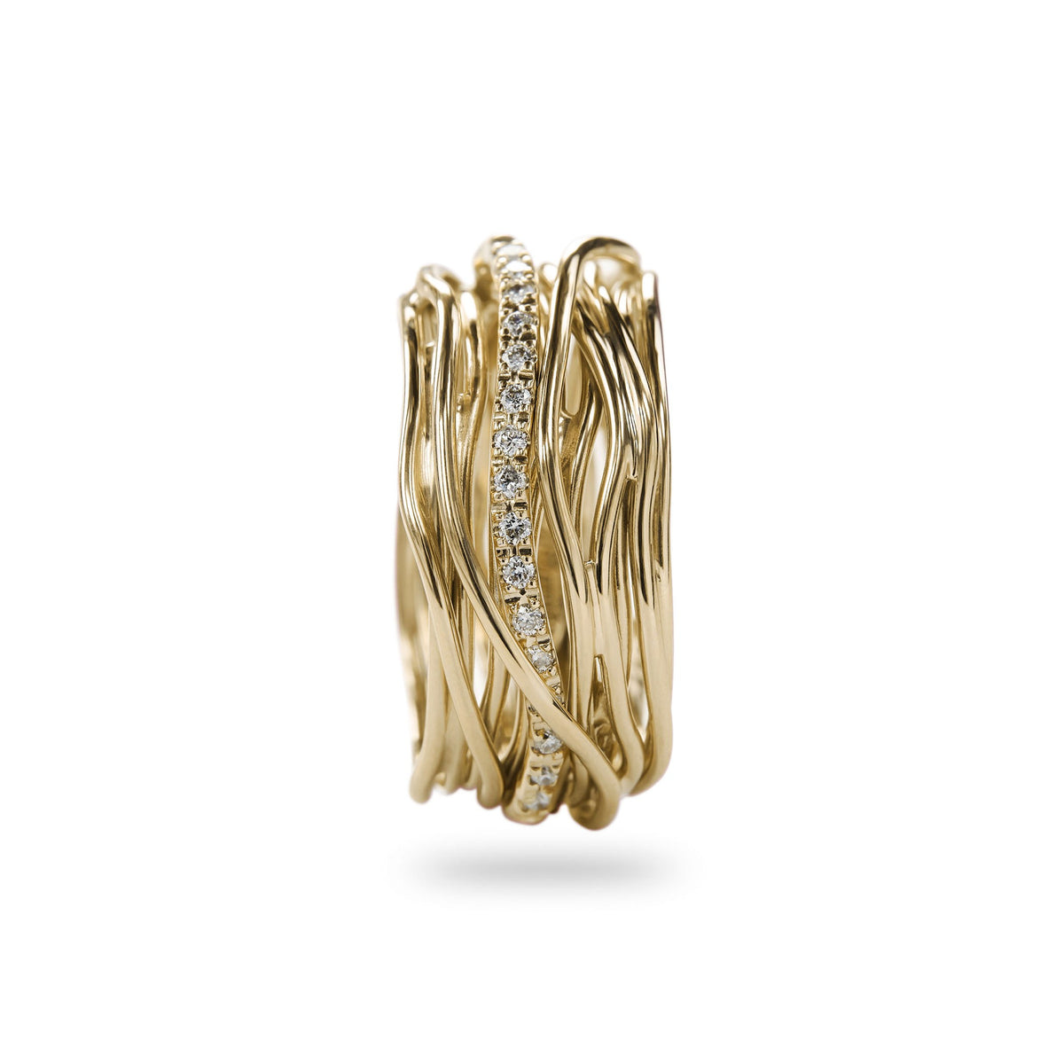 Anello Rubinia Filodellavita Classic - 13 Fili in Oro Giallo 9kt con Diamanti Bianchi 0,18ct