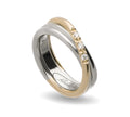 Anello Rubinia Filodellavita Prezioso - 3 Fili (filo 2,2 mm) in Argento 925 e Oro Giallo 9kt con 3 Diamanti Bianchi 0,08ct