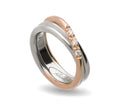 Anello Rubinia Filodellavita Prezioso - 3 Fili (filo 2,2 mm) in Argento 925 e Oro Rosa 9kt con 3 Diamanti Bianchi 0,08ct