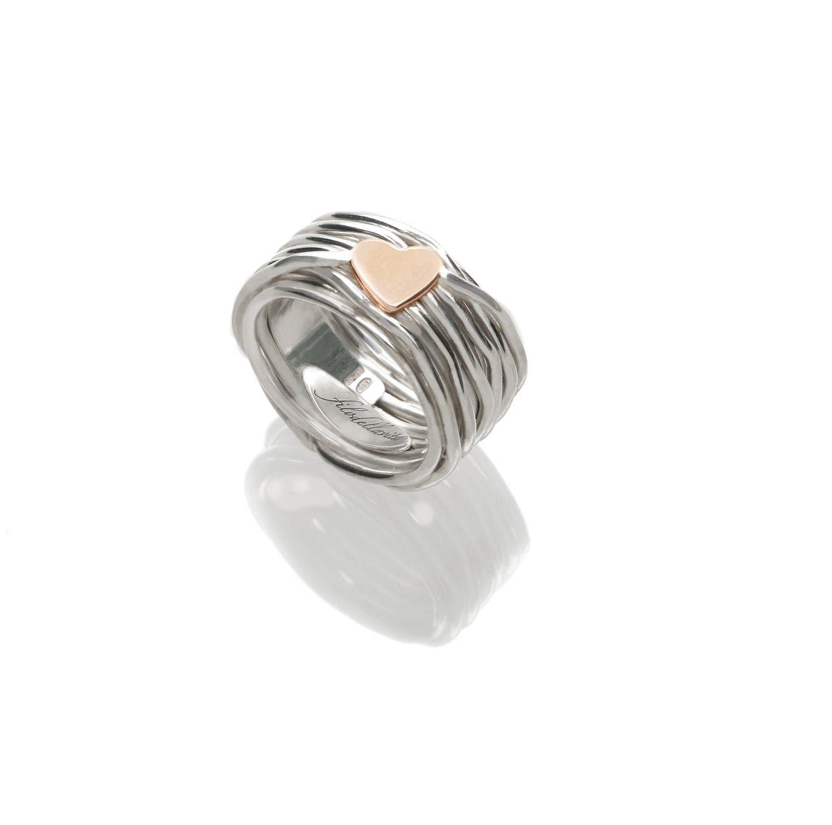 Anello Rubinia Filodellavita - 13 Fili in Argento 925 con Cuore in Oro Rosa 9kt