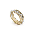 Anello Rubinia Filodellavita Classic - 7 Fili in Oro Giallo 9kt con Riviera in Oro Bianco 9kt e 16 Diamanti Bianchi 0,21ct