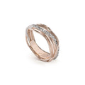 Anello Rubinia Filodellavita Classic - 7 Fili in Oro Rosa 9kt con Riviera in Oro Bianco 9kt e 16 Diamanti Bianchi 0,21ct