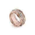 Anello Rubinia Filodellavita Classic - 13 Fili in Oro Rosa 9kt con Riviera in Oro Bianco 9kt e 16 Diamanti Bianchi 0,21ct
