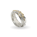 Anello Rubinia Filodellavita Classic - 7 Fili in Argento 925 con Cuore Annodato in Oro Giallo 9kt e Diamante Bianco