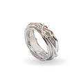 Anello Rubinia Filodellavita Classic - 7 Fili in Argento 925 con Cuore Annodato in Oro Rosa 9kt e Diamante Bianco