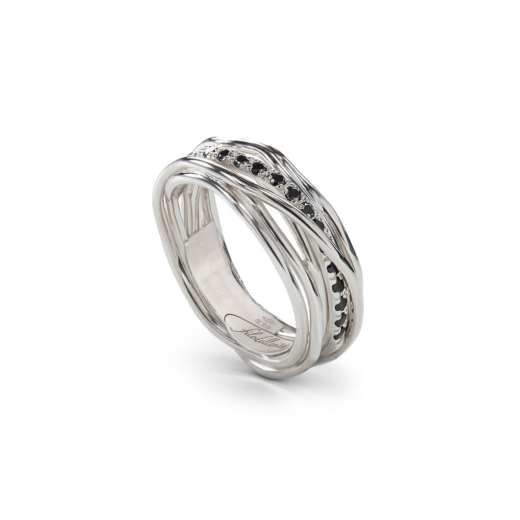 Anello Rubinia Filodellavita Classic - 7 Fili in Argento 925 con Diamanti Neri 0,21ct