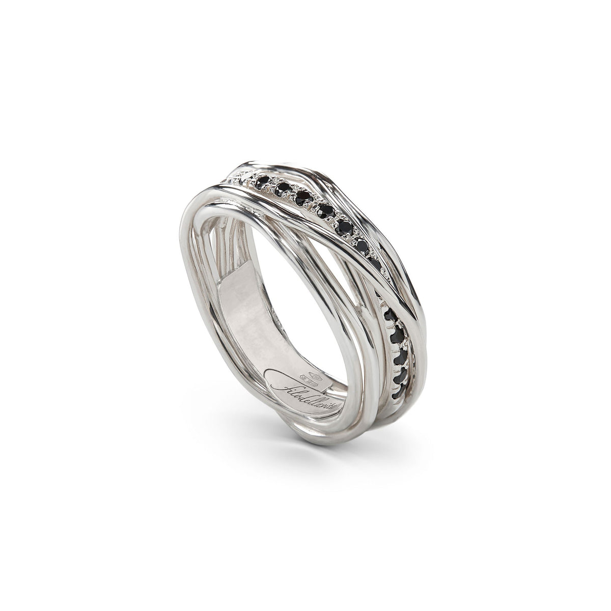 Anello Rubinia Filodellavita Classic - 7 Fili in Argento 925 con Diamanti Neri 0,21ct