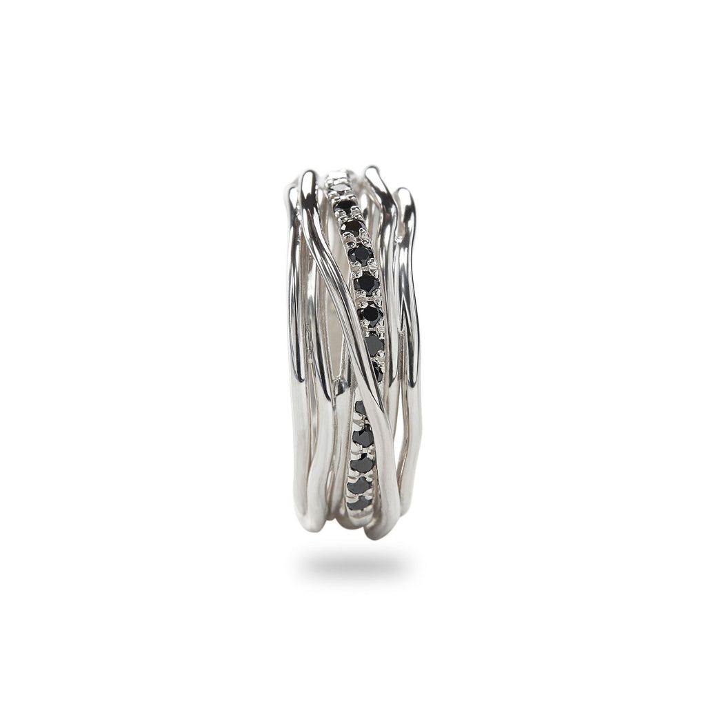 Anello Rubinia Filodellavita Classic - 7 Fili in Argento 925 con Diamanti Neri 0,21ct