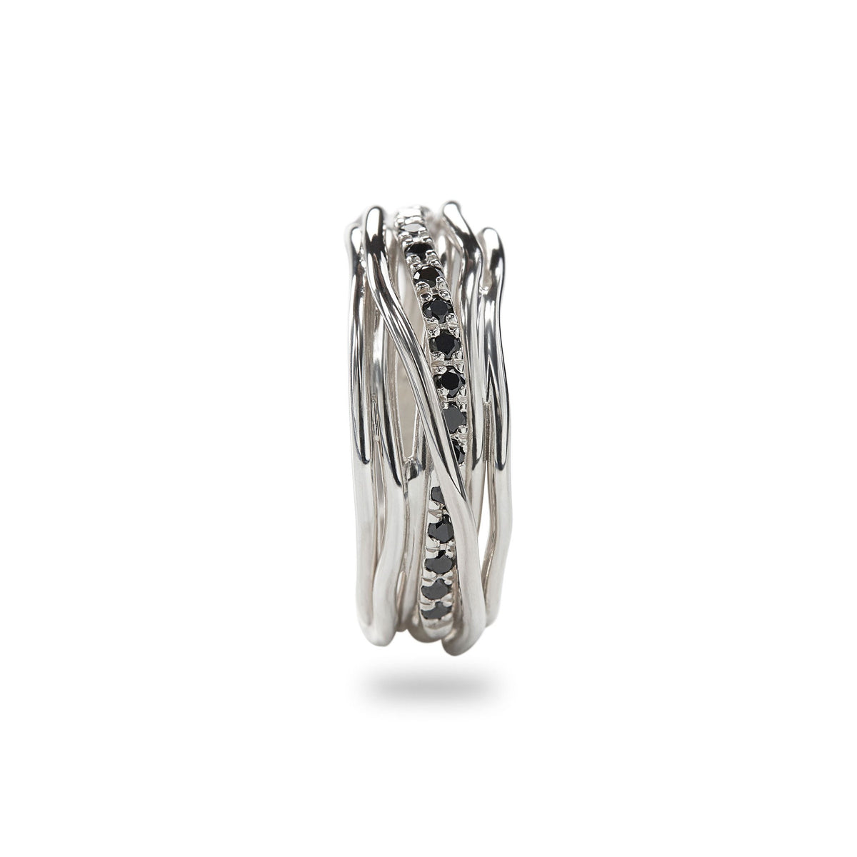 Anello Rubinia Filodellavita Classic - 7 Fili in Argento 925 con Diamanti Neri 0,21ct