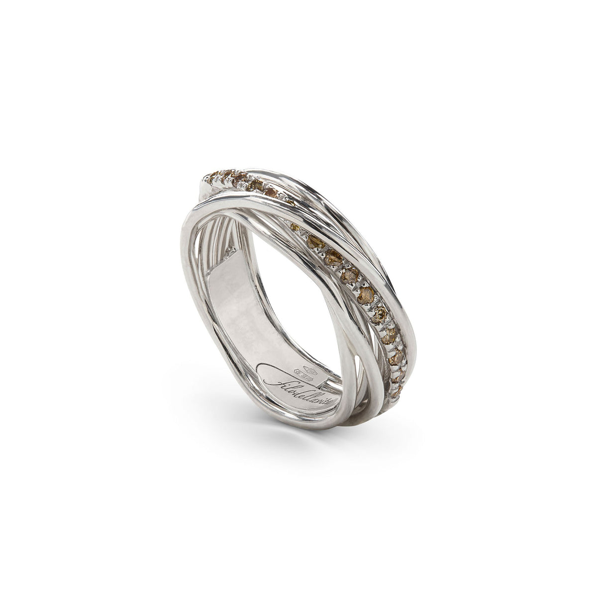Anello Rubinia Filodellavita Classic - 7 Fili in Argento 925 con Diamanti Brown 0,21ct