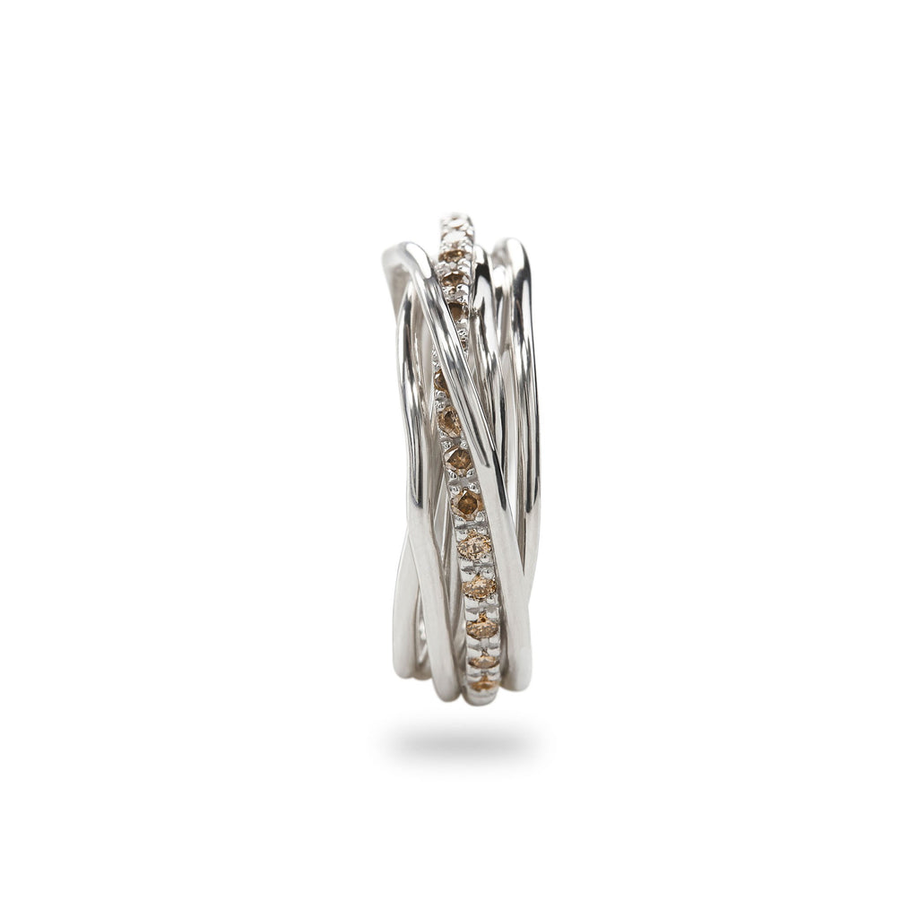 Anello Rubinia Filodellavita Classic - 7 Fili in Argento 925 con Diamanti Brown 0,21ct