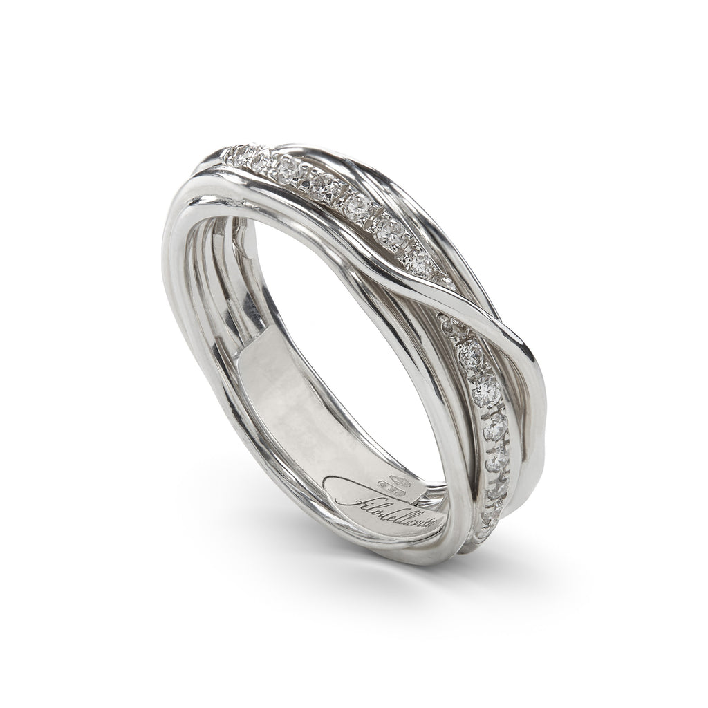 Anello Rubinia Filodellavita Classic - 7 Fili in Argento 925 con Diamanti Bianchi 0,21ct