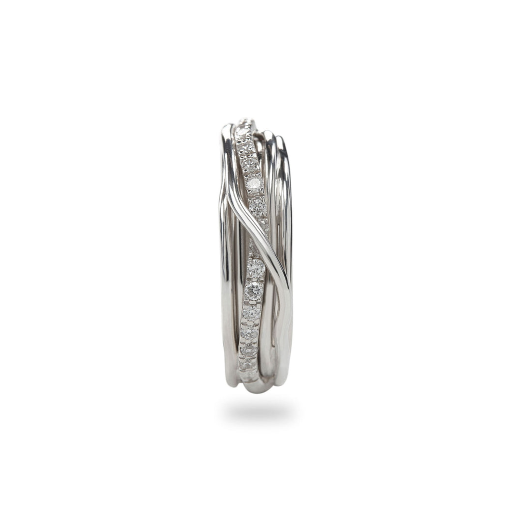 Anello Rubinia Filodellavita Classic - 7 Fili in Argento 925 con Diamanti Bianchi 0,21ct