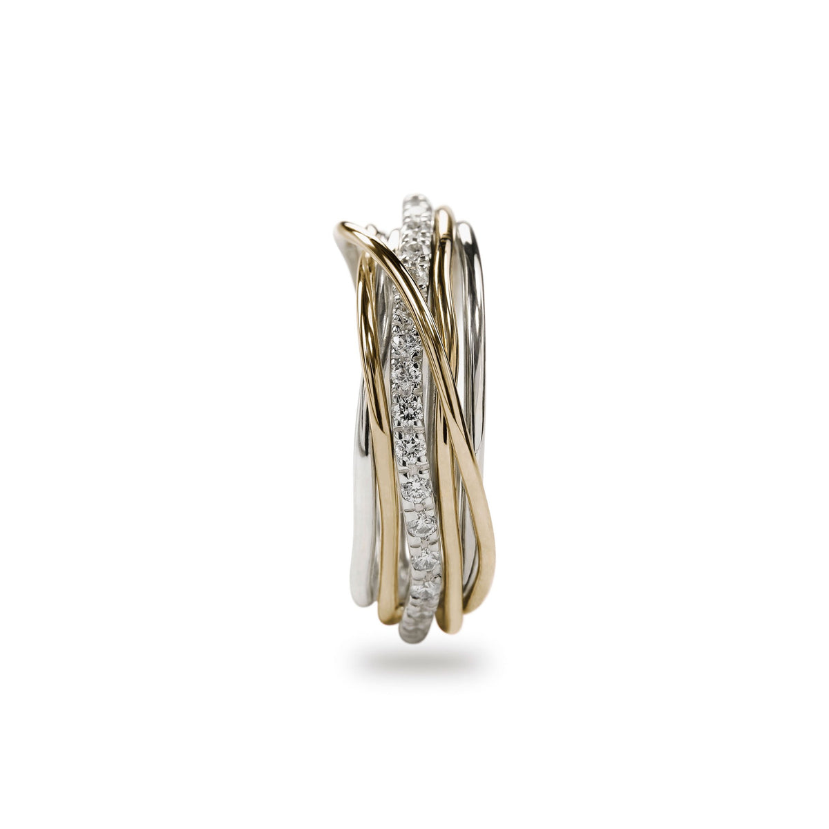 Anello Rubinia Filodellavita Classic - 7 Fili in Argento 925 e Oro Giallo 9kt con Diamanti Bianchi 0,21ct