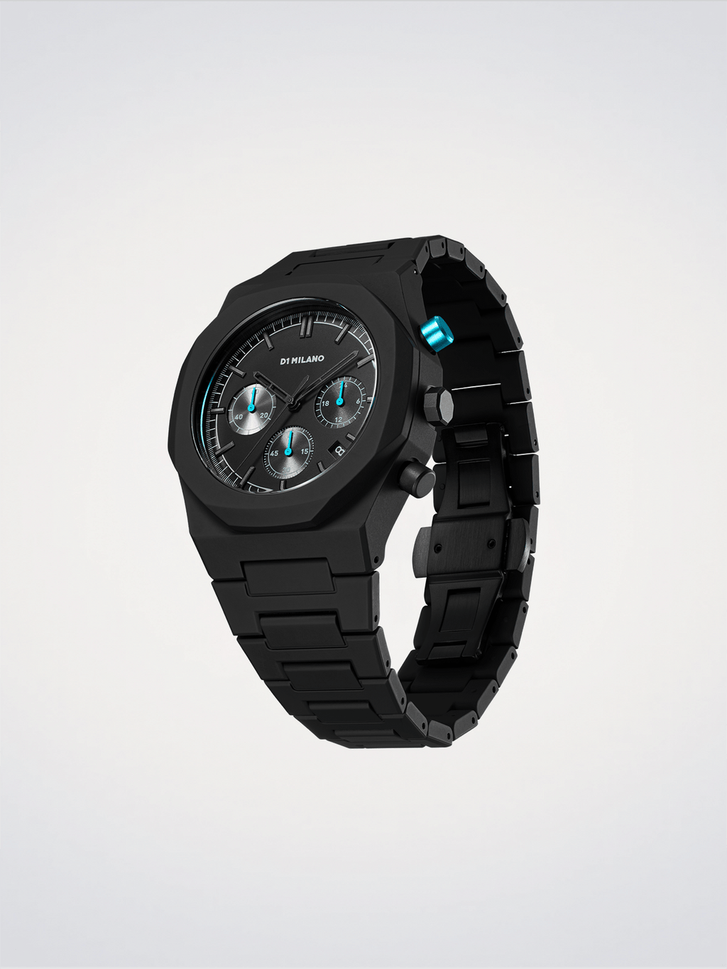 D1 Milano Polychrono Charcoal Black D1-PHBJ07 - Orologio Cronografo Uomo Nero 40,5mm