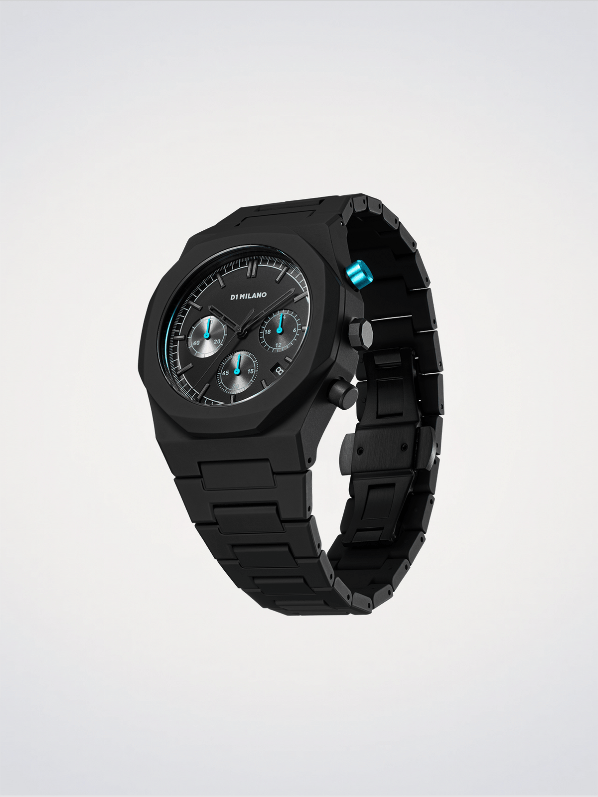 D1 Milano Polychrono Charcoal Black D1-PHBJ07 - Orologio Cronografo Uomo Nero 40,5mm
