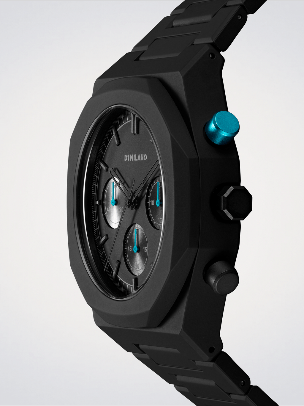D1 Milano Polychrono Charcoal Black D1-PHBJ07 - Orologio Cronografo Uomo Nero 40,5mm