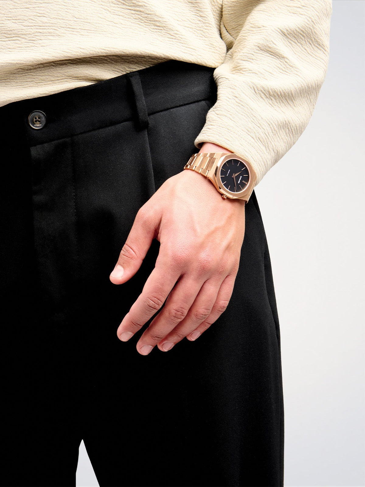 D1 Milano Ultra Thin Re_Rose D1-UTBJ42 - Orologio Uomo Oro Rosa Nero 40mm