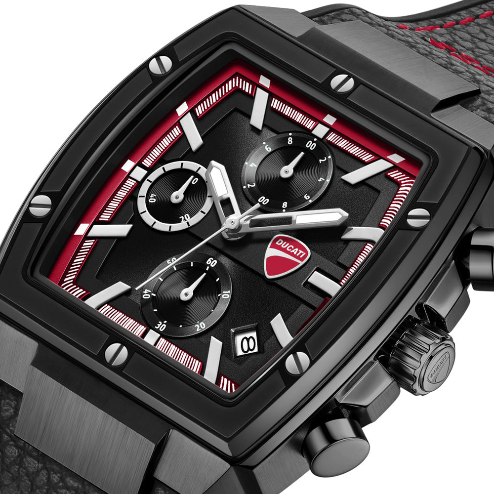 Orologio Ducati Corse Cardio cronografo uomo quadrante nero e rosso cinturino silicone nero DTWGC0003403