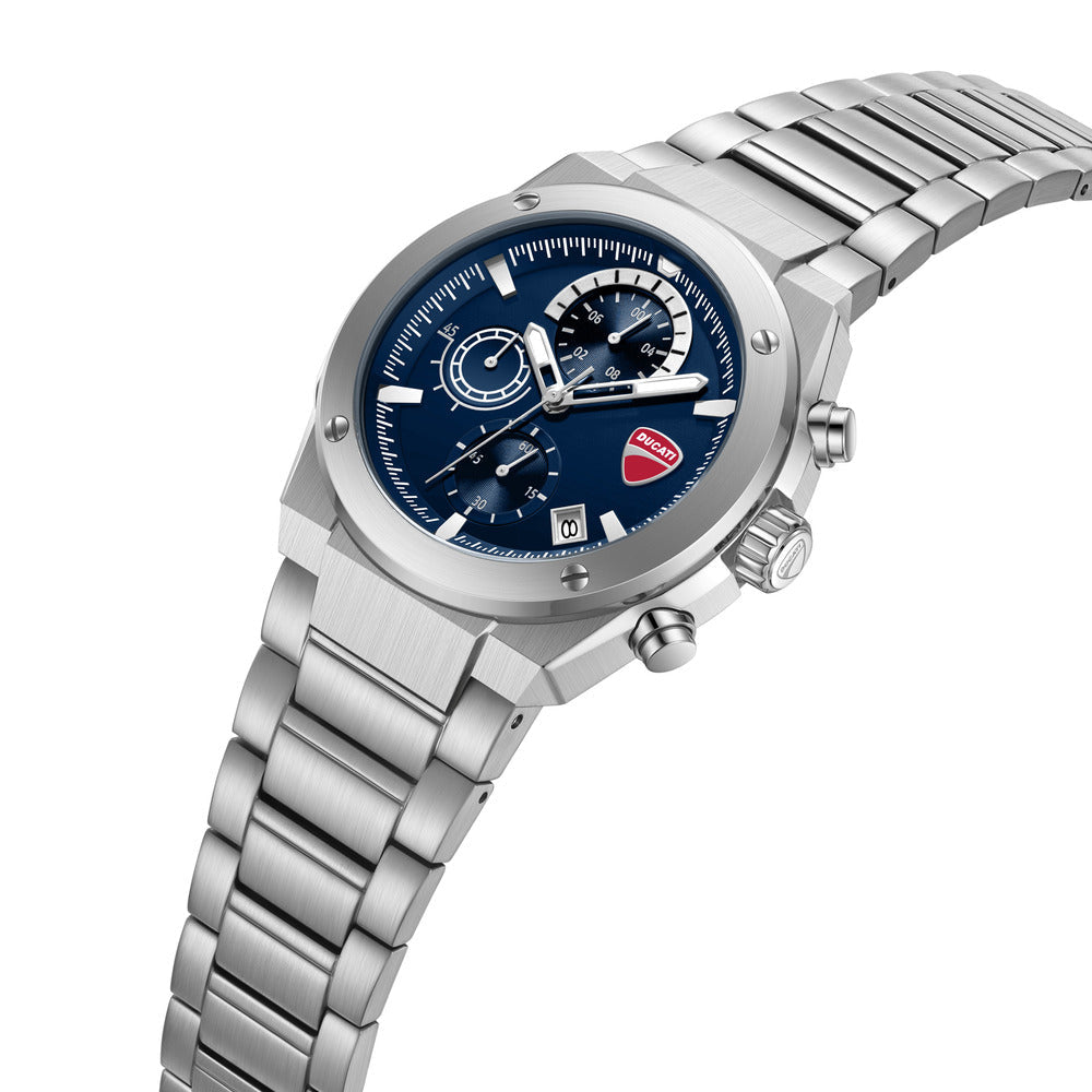 Orologio Ducati Corse Stelvio cronografo uomo quadrante blu bracciale acciaio DTWGI0003102