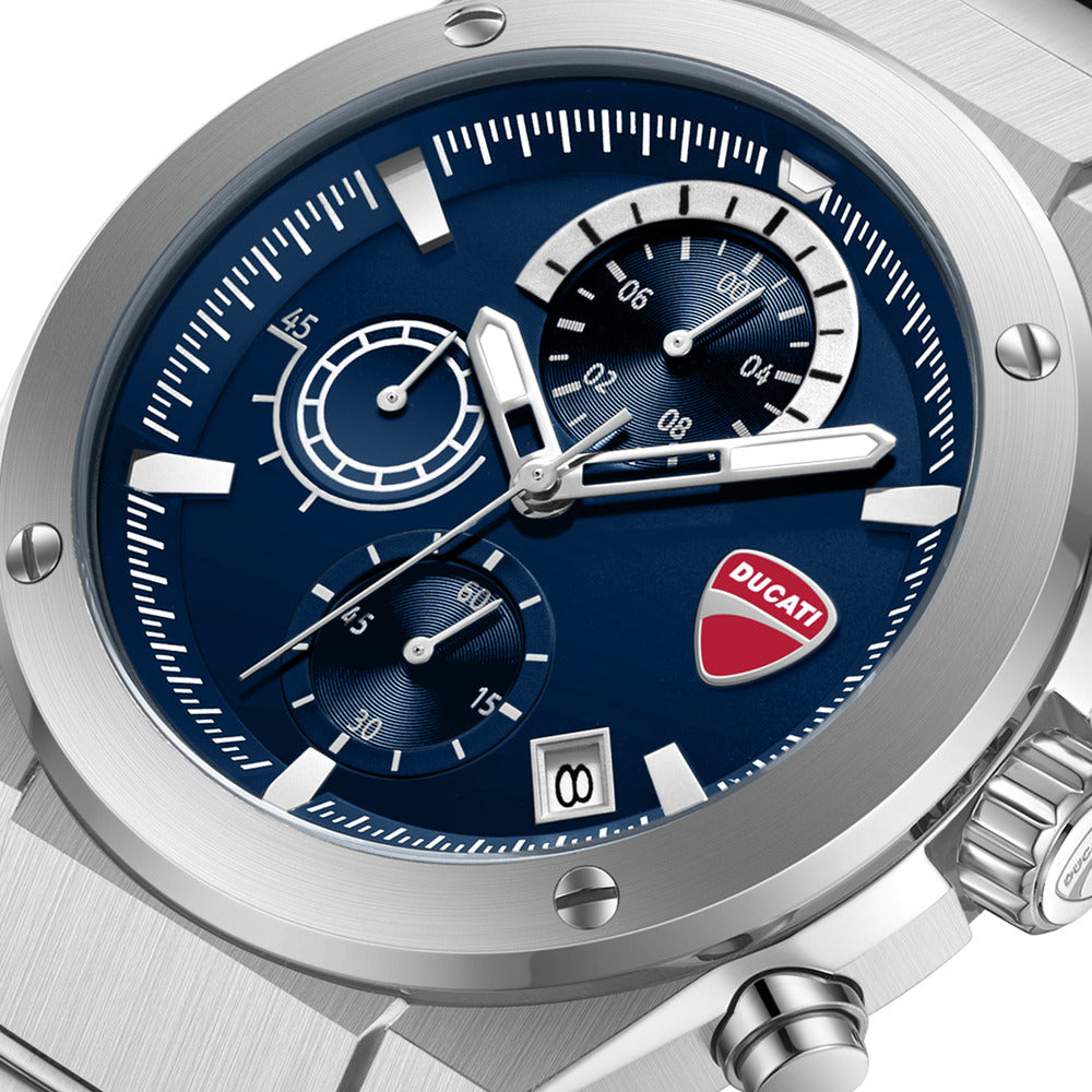 Orologio Ducati Corse Stelvio cronografo uomo quadrante blu bracciale acciaio DTWGI0003102