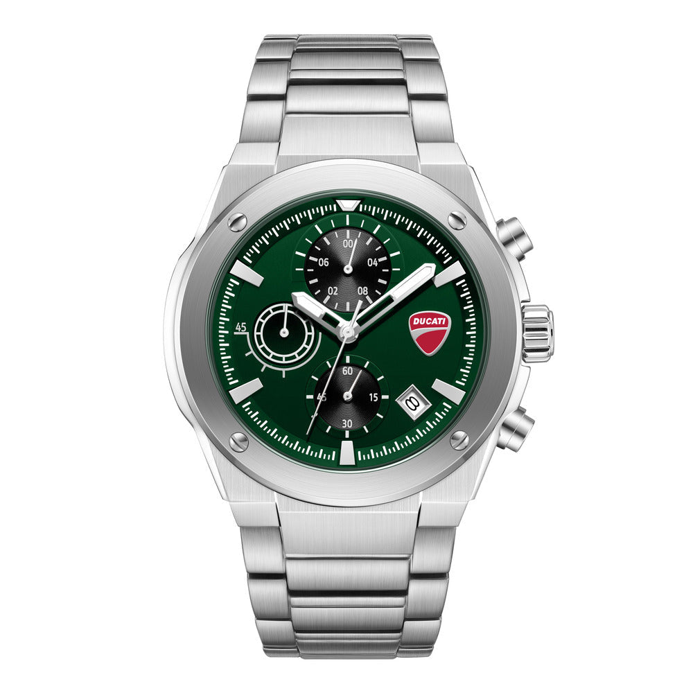 Orologio Ducati Corse Stelvio cronografo uomo quadrante verde bracciale acciaio DTWGI0003103