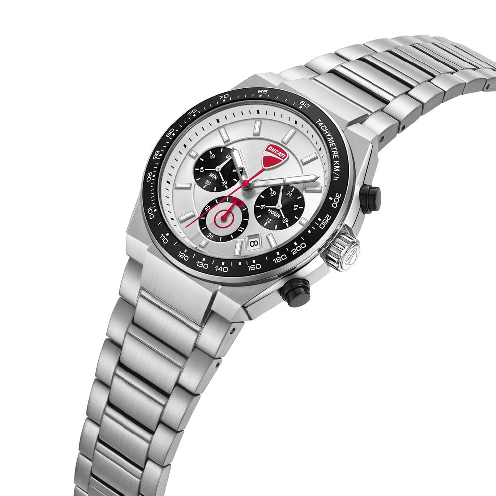 Orologio Ducati Corse Nitro cronografo uomo quadrante argento bracciale acciaio DTWGI0003201