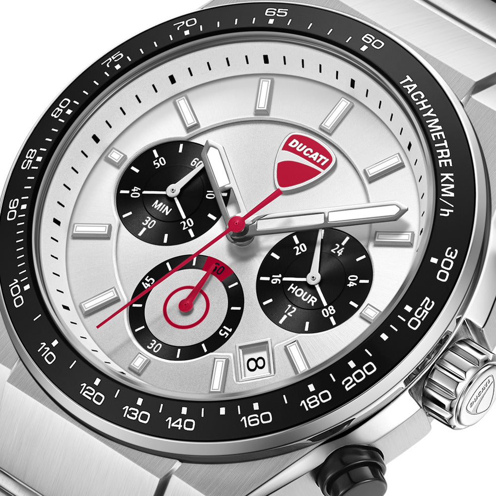 Orologio Ducati Corse Nitro cronografo uomo quadrante argento bracciale acciaio DTWGI0003201