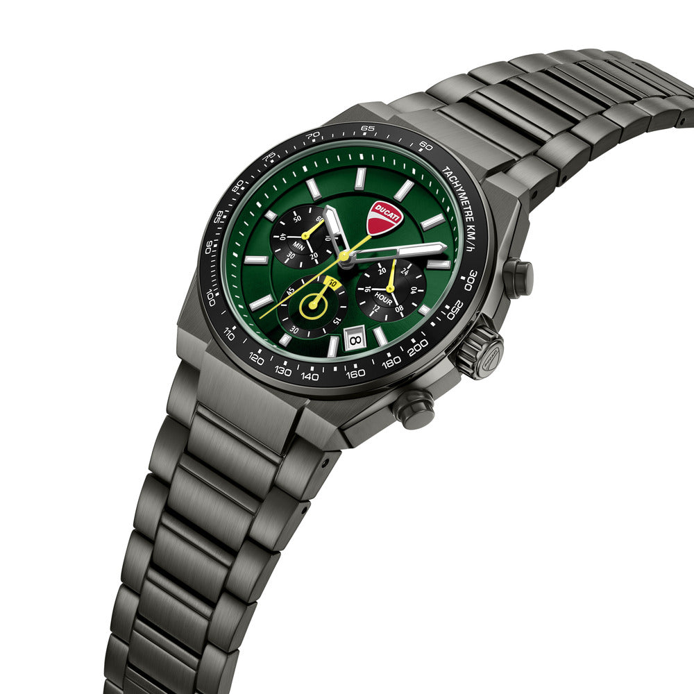 Orologio Ducati Corse Nitro cronografo uomo quadrante verde bracciale acciaio PVD canna di fucile DTWGI0003202