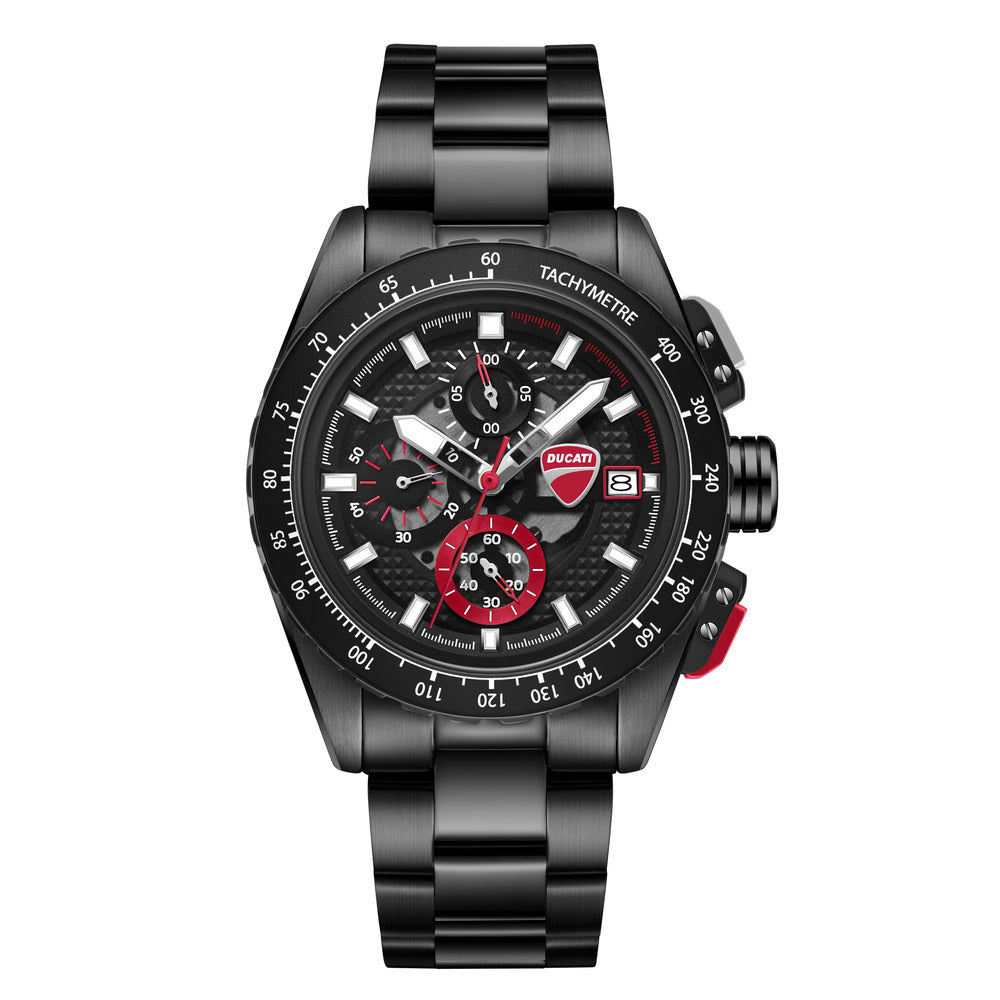 Orologio Ducati Corse Leggenda cronografo uomo quadrante nero bracciale acciaio PVD nero DTWGI0003601